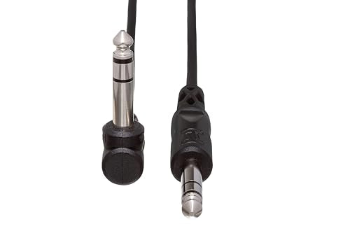 Hosa CSS-103R 1/4 Inch TRS to Right-angle1/4 Inch TRS Balanced Interconnect Cable, 3 Feet