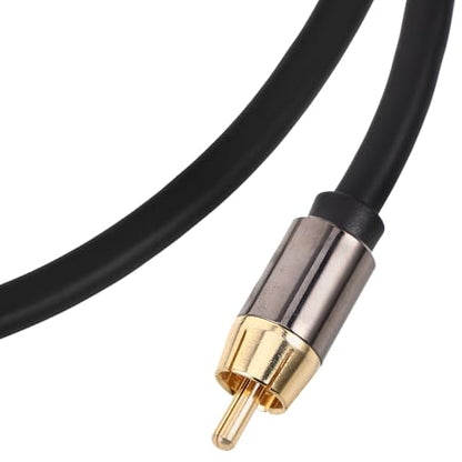 Cabilock Audio Cable 1 Meter Coaxial Digital Audio and Video Cord Aluminum Alloy Shell Black-Gold for Home Theater Speaker and DVD Amplifier