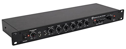 Rockville PPA20 1U Rack Mount Pre-Amplifier with Crossover and 3-Band EQ | XLR Output, Phono/5 AUX/Mic Inputs, Low Cut Filter, Ground Lift, Headphone Out, 5Hz-30KHz, Loudness Compensation