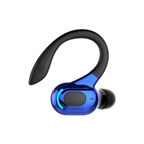 Wireless Earbuds with Earhooks Single Bluetooth Earpiece Sports Headphones Over the Ear Running Workout Wrap Around Earbuds 20H Long Battery Life Waterproof Noise Cancelling Headset for Android iOS - color: Blue