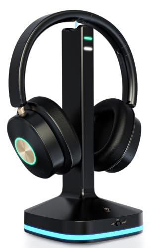 Wireless Headphones for TV Watching, TV Headphones Wireless for Seniors with Low Latency , V5.4 Over Ear Headphones with Digital Optical RCA AUX 3.5 MM Transmitter Charging Dock, for Elderly Seniors