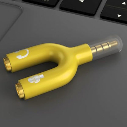3.5mm Headphone Splitter Adapter, 2 Pack TRRS Male to Dual Female Y Splitter for Audio & Microphone – Headset to PC Mic Adapter – Compatible with Laptops, Tablets, Phones, PS4/PS5 Controllers, Yellow - color: Yellow