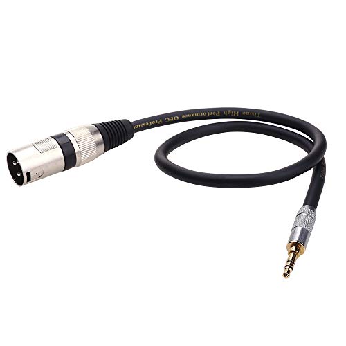Tisino Male XLR to 3.5mm TRS Mini Jack Unbalanced Microphone Cable, 10 FT | 1/8 inch Mini Jack 3.5mmTRS to XLR Male Adapter for Laptop Mixer Camcorder, Gold-Plated OFC Shielded Braid Mic Cord - size: 10 feet