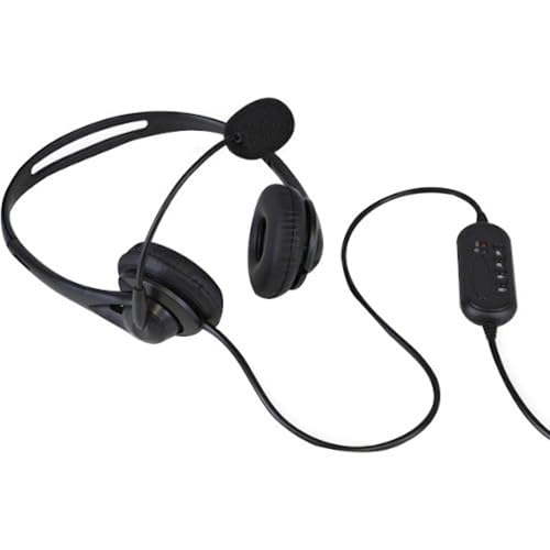 Aluratek Wired USB Stereo Headset with Noise Reducing Boom Mic and in-Line Controls, for Distance Learning, Zoom, MS Teams, Video Conferencing, Skype, Gaming, Music Play, Webinars (AWHU01FJ), Black