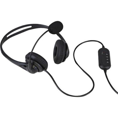 Aluratek Wired USB Stereo Headset with Noise Reducing Boom Mic and in-Line Controls, for Distance Learning, Zoom, MS Teams, Video Conferencing, Skype, Gaming, Music Play, Webinars (AWHU01FJ), Black