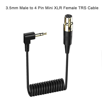 3.5mm to Mini XLR Coiled Cable | 1/8" TRS Plug Right Angle to 4-pin Mini XLR(TA4F) Female Headphones Audio Sprial Coiled Cable