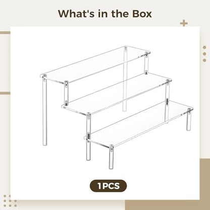 Acrylic Hifi Audio Rack With Aluminum Support Poles, 3-Tier Desktop Stand For Dacs & Amplifiers