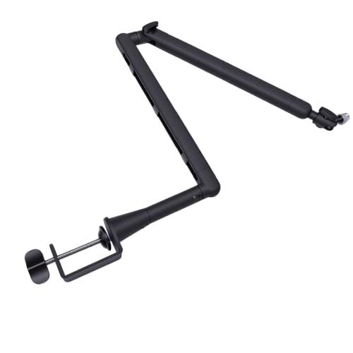 Studio Mic Arm with Cable Management, Adjustable Boom for Streaming | Iron ABS Build,3/8in Adapter,5/8in Adapter,Hidden Cable Routing,5.7in Extension RodDesk Clamp Mount