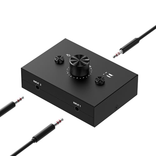 Y.D.F 3.5mm Stereo Audio Switch (2 in 1 Out) Audio Switcher Passive Speaker Headphone Manual Selector Splitter Box Audio Sharing for PC Phone Laptop Headphone - size: 3.5mm Switch 2 In 1 Out