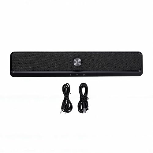 RGB Desktop Soundbar, 2.0 Channel Computer Speaker with Dynamic Lighting and Audio Light Sync, Volume Knob