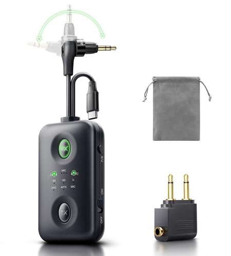 Bluetooth 5.4 Transmitter Receiver, Upgraded 180° Rotatable 3.5mm Aux/USB-C Adapter for Airplane, TV, PS5, Phone, Qualcomm aptX Adaptive Low Latency for Dual AirPods/Headphones (3 in 1) - size: 3x1