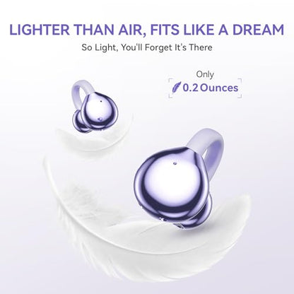 Clip On Earbuds Open Ear Ear Buds Wireless Bluetooth 5.4 Headphones,48H Playtime,IPX6 Waterproof,Touch Control,Comfortable for Workouts and Daily Use (Purple) - color: Purple