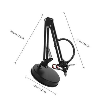 Adjustable Microphone Desk Stand with Stable Arm Supports and 3/8" Thread, Metal and Plastic Low Profile Mic Table Stand for Recording and Voice Recognition