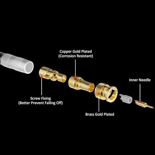 Preffair 1Pcs OFC Copper Silver Plated Coaxial Cable with BNC Male to BNC Male Gold Plated 50 Ohm Connectors for Amplifier, Turntable, DVD/CD Player,Phono (5ft) - size: 5ft