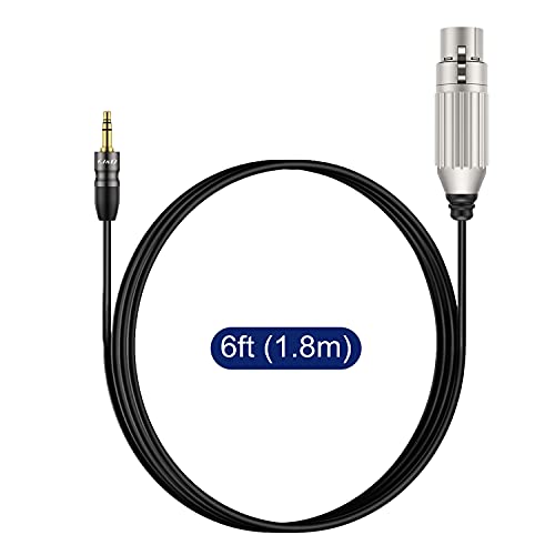 J&D XLR Female to 3.5mm TRS Male Balanced Mic Cable, 6 ft | 24K Gold-Plated Plugs and Copper Shell XLR to 3.5mm TRS Balanced Mic Cable for DSLR Cameras, Sound Cards and Mixers - size: 6 Feet