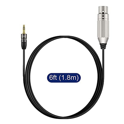 J&D XLR Female to 3.5mm TRS Male Balanced Mic Cable, 6 ft | 24K Gold-Plated Plugs and Copper Shell XLR to 3.5mm TRS Balanced Mic Cable for DSLR Cameras, Sound Cards and Mixers - size: 6 Feet