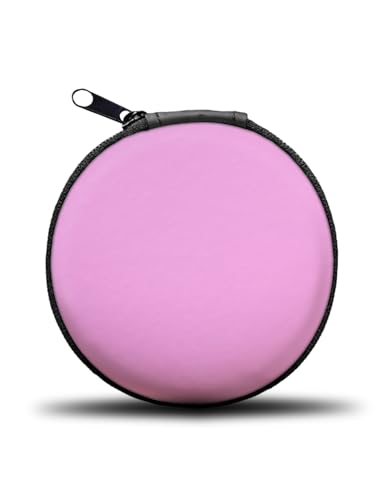 Earphone Case MAS CARNEY Headphone Earbud Hard Protective Carrying Case Bag - color: Pink, style: Round