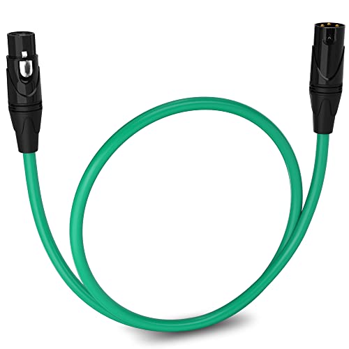LyxPro 1.5 ft Balanced XLR Mic Cable, Male to Female, Green - color: Green, size: 1.5 Feet Straight