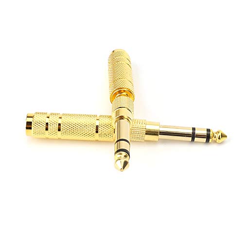 3.5mm 1/8 inch TRS Plug to 6.35mm 1/4 inch Jack and 3.5mm Female to 6.35 Male Plug Gold Plated Set Audio Stereo Adapter Converter for Headphone, Microphone (4 -Pack) - size: 6.35mm to 3.5mm Adapter Set (4-Pack)