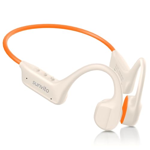 Bone Conduction Headphones Bluetooth 6.1 Open Ear IPX7 Waterproof - color: Orange