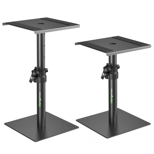 Studio Monitor Stands Monitor Speaker Stands 11.6"-18" Flat Base | Set of 2, Desktop Speaker Stands, Height Adjustable, Stable Base