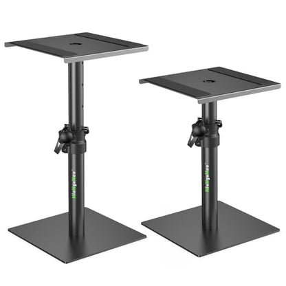 Studio Monitor Stands Monitor Speaker Stands 11.6"-18" Flat Base | Set of 2, Desktop Speaker Stands, Height Adjustable, Stable Base