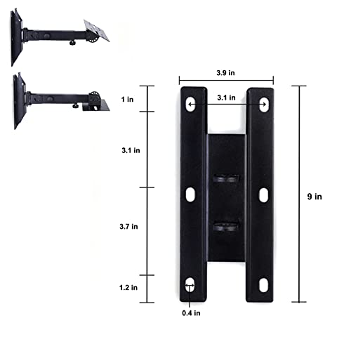 SPS-508 Speaker Wall Mount Stand, Rotatable Angle, Adjustable Swivel Tilt Speaker Mount Bracket, Home Surround Sound System 100 lbs Capacity (2 Packs, Black)