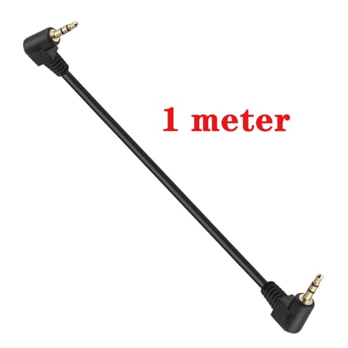 Right Angle Cable, Gold Plated 90 Degree | 3.5 Male to Male Audio Stereo Jack Plug Car Aux 3-Pole TRS (1 Meter) - size: 1 meter