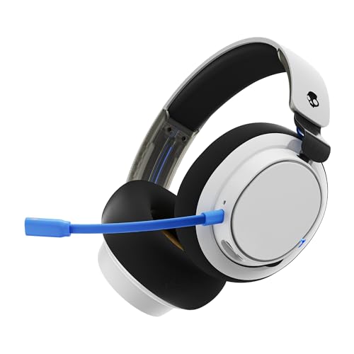 Skullcandy SLYR Pro Wireless Multi-Platform Gaming Headset - White/Blue | Bluetooth Headphones, 24 Hours Battery, PC, PlayStation, Nintendo Switch, 2.4GHz Low Latency Wireless Transmitter Included - color: White/Blue PlayStation, style: SLYR Pro Wireless
