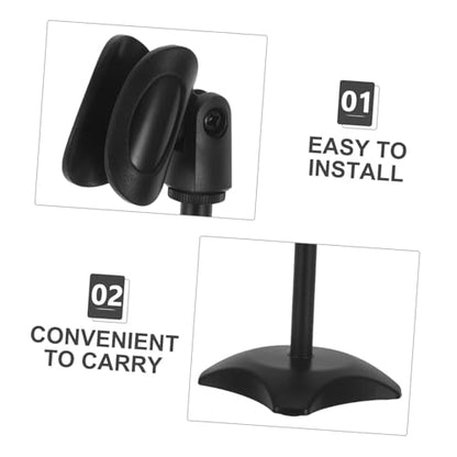 Vaguelly Adjustable Desk Mic Stand round Base, Compact Microphone Holder for Handheld Microphones, Universal Compatibility for Desk Setups and Podcasts, Made of Abs and Iron