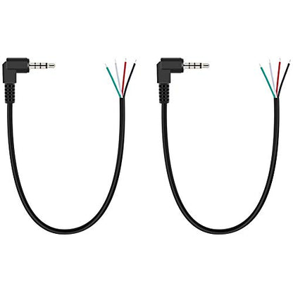 Fancasee 2-Pack 3.5mm 1/8" to Speaker Wire TRRS Stereo Right Angle Male Plug to Bare Wire Pigtail 3.5mm Jack Connector Adapter Repair Audio Cable for Microphone Headphone Headset Earphone Speaker