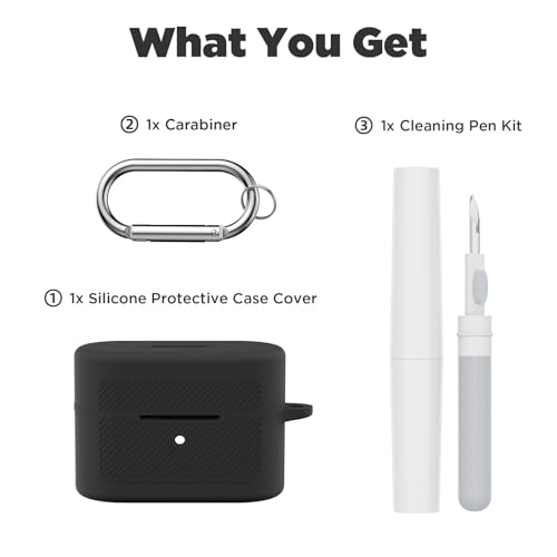 Soft Silicone Case for Sony WF-1000XM6 with Keychain&Cleaning Pen kit,Anti-Scratch Shockproof Protective Case Cover for Sony WF-1000XM6 Wireless Earbuds Charging Case (Black) - color: Black
