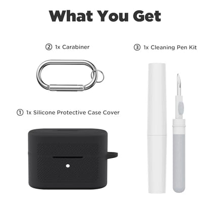 Soft Silicone Case for Sony WF-1000XM6 with Keychain&Cleaning Pen kit,Anti-Scratch Shockproof Protective Case Cover for Sony WF-1000XM6 Wireless Earbuds Charging Case (Black) - color: Black