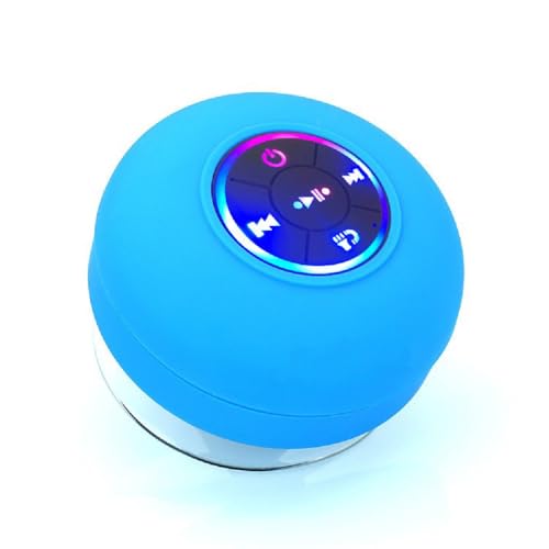 Mini Bluetooth Shower Speaker Blue, Silicone Suction Cup Portable Speaker with LED Lights, IPX4 Waterproof, Built in Mic, for Bathroom Kitchen Outdoors, Ideal Gifts (Blue) - color: Blue