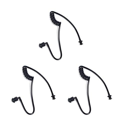 Replacement Acoustic Coil Tube Kit with Ear Tip(Black 3 Pack) | for Motorola Baofeng Kenwood Midland Walkie Talkie Surveillance Earpiece - size: pack of 3