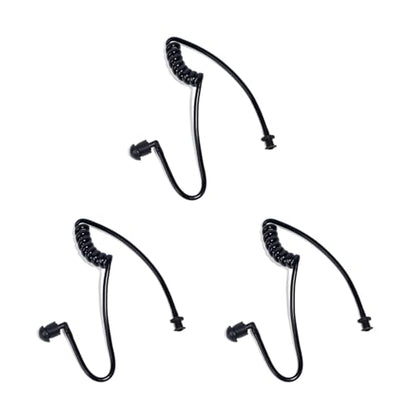 Replacement Acoustic Coil Tube Kit with Ear Tip(Black 3 Pack) | for Motorola Baofeng Kenwood Midland Walkie Talkie Surveillance Earpiece - size: pack of 3