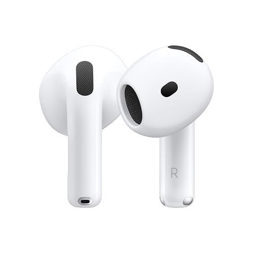 Apple AirPods 4 Wireless Earbuds, Bluetooth Headphones, Personalized Spatial Audio, Sweat and Water Resistant, USB-C Charging Case, H2 Chip, Up to 30 Hours of Battery Life, Effortless Setup for iPhone - style: Without Active Noise Cancellation