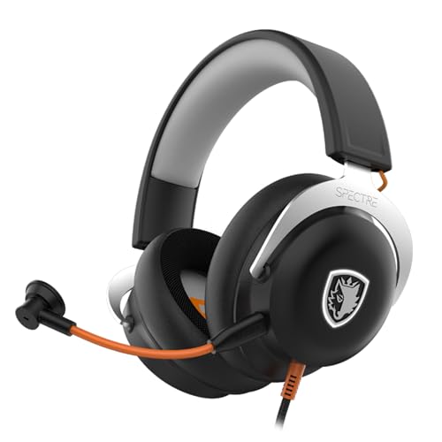 Sades Spectre V7.1 USB Gaming Headset with Virtual Surround Sound, Hi-Res Audio, Noise-Reducing Detachable Microphone, Dual Channel Volume Control, PC Gaming Headphones.