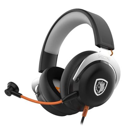 Sades Spectre V7.1 USB Gaming Headset with Virtual Surround Sound, Hi-Res Audio, Noise-Reducing Detachable Microphone, Dual Channel Volume Control, PC Gaming Headphones.