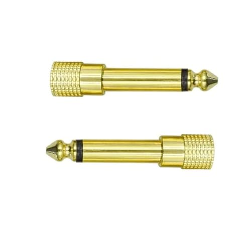 1/4 Mono to 1/8 Mono Adapter, 5-Pack 6.35mm TS Male to 3.5mm Female Audio Connector, Gold