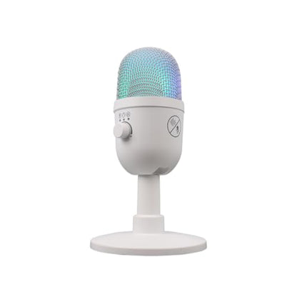 USB Computer Microphone with RGB Light, Headphone Output, Mute Control and OTG Cable for PC Laptop, White - color: White, size: One Size