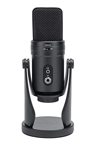SAMSON G-Track Pro Professional USB Condenser Microphone with Audio Interface | 24-bit/96kHz USB microphone with instrument input and mixer for musicians, podcasters and streamers - color: Black