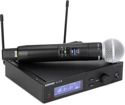 Shure SLXD24/SM58 Digital Wireless Microphone System - Includes SLXD2 Handheld Transmitter with SM58 Vocal Mic Capsule and SLXD4 Single Channel Rack Mount Receiver | G58 Band (SLXD24/SM58-G58) - style: Single Channel