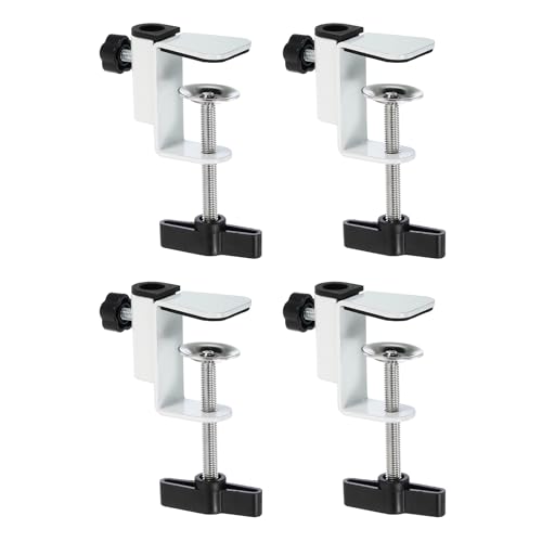 PATIKIL 0.47" Hole Dia. Desk Clamp, 4 Pcs Universal C-Clamp Base with Adjustable Screw for Microphone Mic Arm Table Lamp Mount Holder, White - color: White
