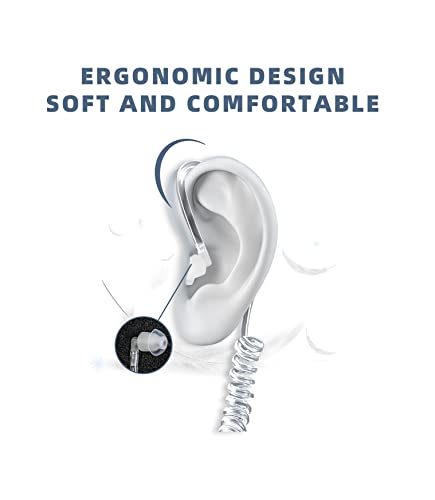 Covert Acoustic Tube Earpiece - for 2 Way Radios,Big MIC and PTT Surveillance Kit Headset,2-pin Plug Output 2-Wire Eartips, Compatible with Kenwood Walkie Talkie