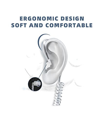 Tansparent Acoustic Tube Earpiece - with PTT and Mic for Two Way Radio,2-Wire Mushroom-Sharp Surveillance Kit Headset,Flexible Stretch Cable Compatible with Kenwood Walkie Talkie