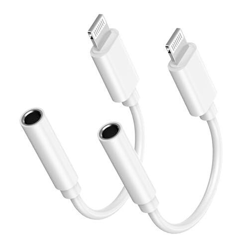[Apple MFi Certified] Apple Lightning to 3.5mm Headphone Jack Adapter | 2 Pack iPhone 3.5mm Aux Adapter Converter Dongle Audio Cable for iPhone 14 13 12 11 Pro Max XS XR X 8, Support All iOS