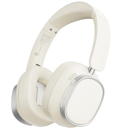 Active Noise Cancelling Headphones,78H Over Ear Headset | Bluetooth 6.0,Hi-Res,Low Latency,Foldable Bluetooth Headphones,Ideal for Travel,Workout,Office,Cellphone PC,Vanilla White - color: Vanilla White