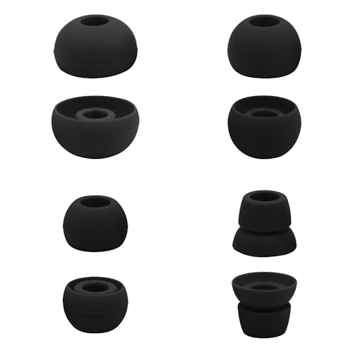 hopopwer Replacement Silicone Earbuds Tips for Powerbeats 3 Powerbeats 2, 4 Pairs Earbuds Silicone Ear Tips Set - Small, Medium, Large and Double Flange (Black) - color: Black without Pen