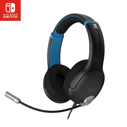 PDP Gaming AIRLITE Stereo Headset with Mic for Nintendo Switch/Lite/OLED - Wired Power Noise Cancelling Microphone, Lightweight, Soft Comfort On Ear Headphones (Moonlight Black/Blue) - color: Black and Blue